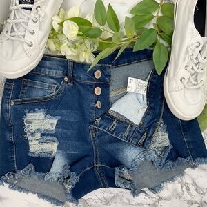 Women’s Distressed SHORT Shorts easy butterfly w/ Frayed Ends SzS Vantage Soft